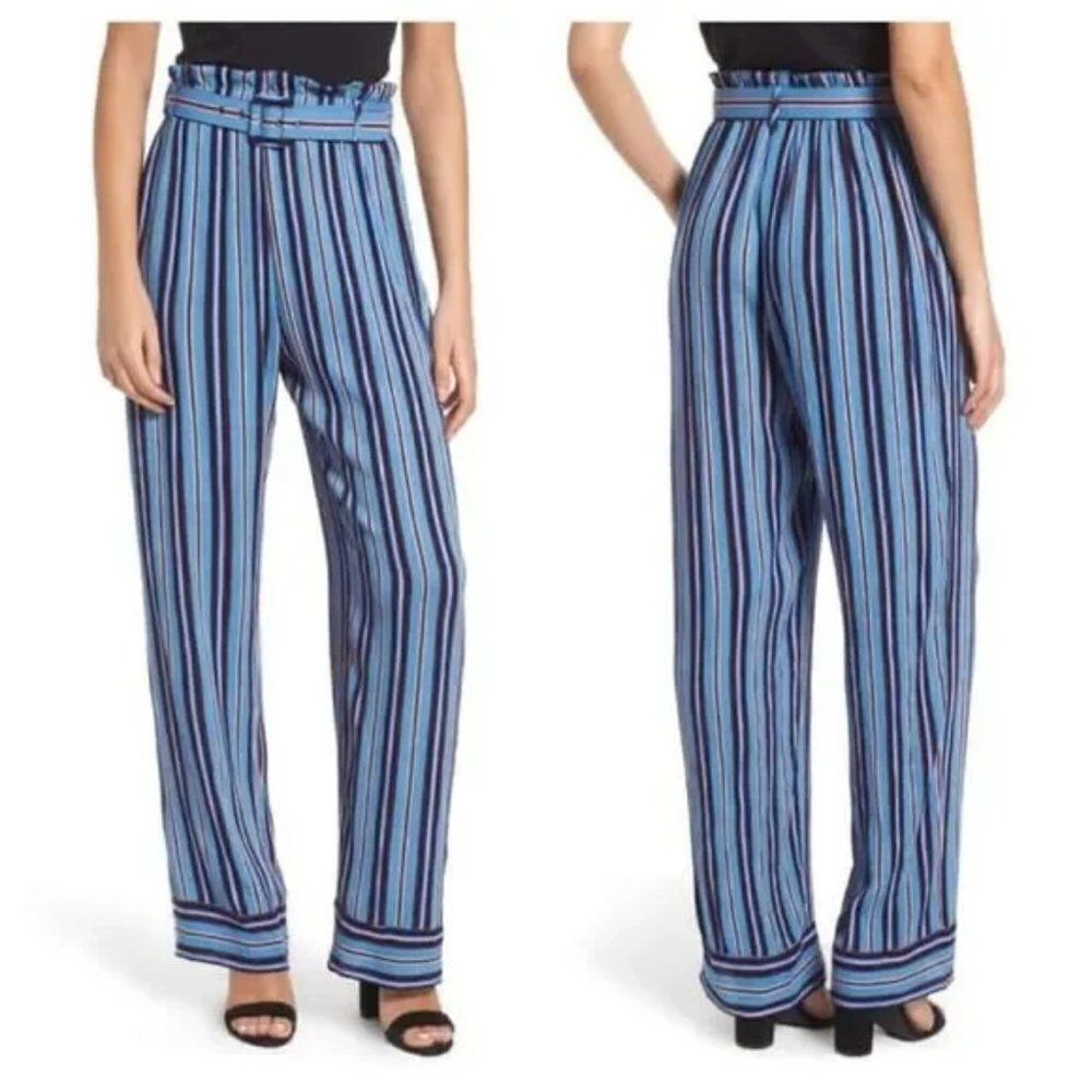 Band of Gypsies 'Blake' Stripe Paperbag Waist Belted Pants - size Small
